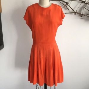NWOT Karen Zambos Hermès Orange Pleated Silk Dress